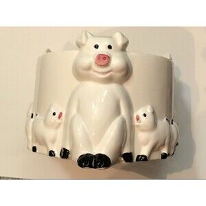 Vintage 1984 Ron Gordon Designs Pig Piggy Planter Pot Ceramic Hand-painted Bowl